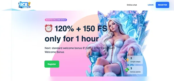 IceCasino uvodna stranka na mobile